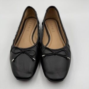 Esprit Black Ballet Flats Womens 8M Coquette Balletcore Bow Slip On Shoes